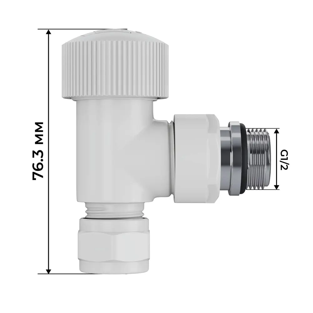 Термостатический комплект для радиатора угловой Royal Thermo Design Pro 1/2" латунь цвет белый STLM-2030624 - Вид №5