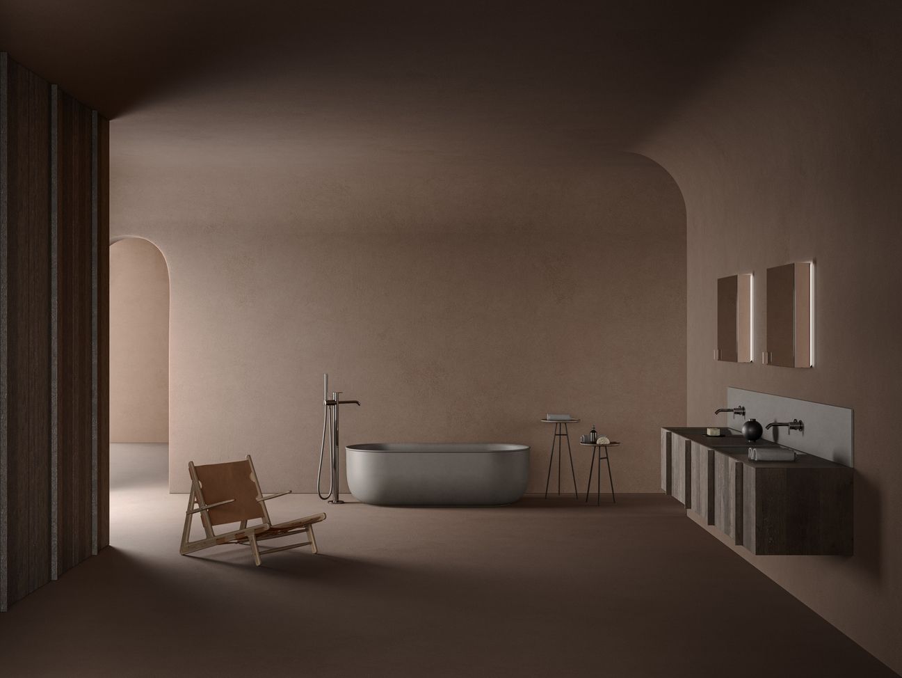 Деревянный двойной подвесной шкаф для умывальника со встроенной раковиной Inbani Paral ARCH-00089523 - Вид №2