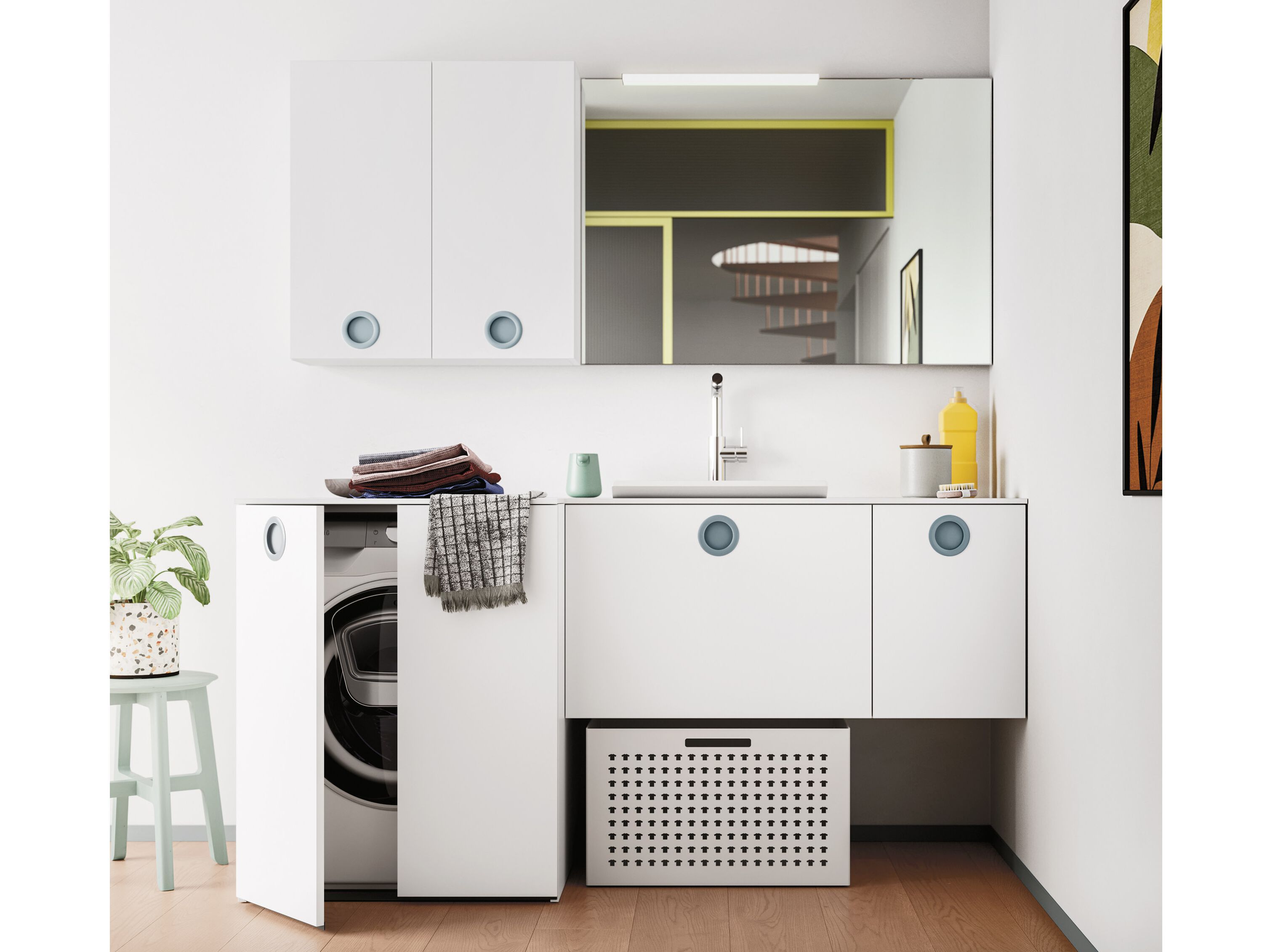 Шкаф для белья с зеркалом Arbi Arredobagno пузыри ARCH-00119684 - Вид №1