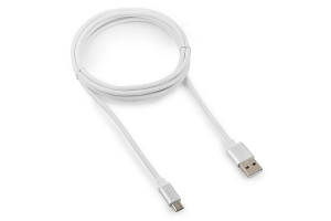 16205376 Кабель USB 2.0 AM/microB, серия Silver, длина 1.8 м, белый, блистер, CC-S-mUSB01W-1.8M Cablexpert