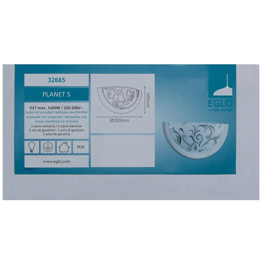 Бра Planet 1xE27x60 Вт, цвет хром Eglo STLM-2029267 - Вид №4