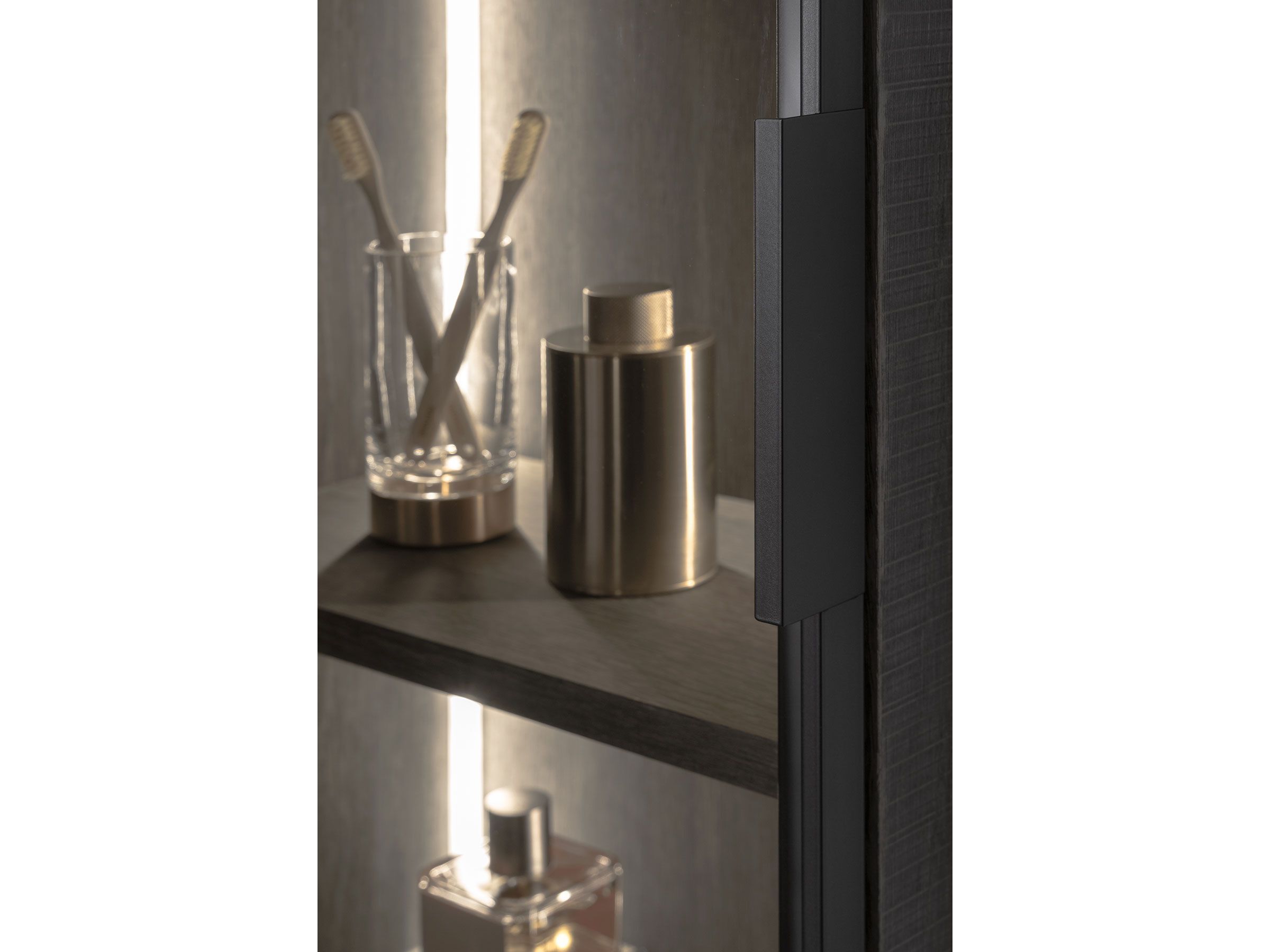 Высокий шкаф для ванной комнаты из анодированного алюминия со стеклянными дверцами Inbani слой ARCH-00117884 - Вид №1