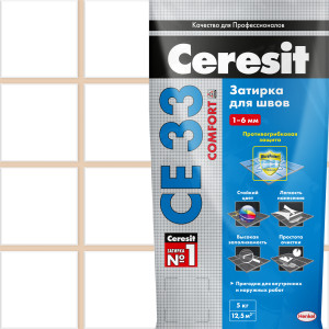 Затирка для узких швов CE 33 «Comfort», ширина шва 2-6 мм, 5 кг, сталь, цвет натура CERESIT
