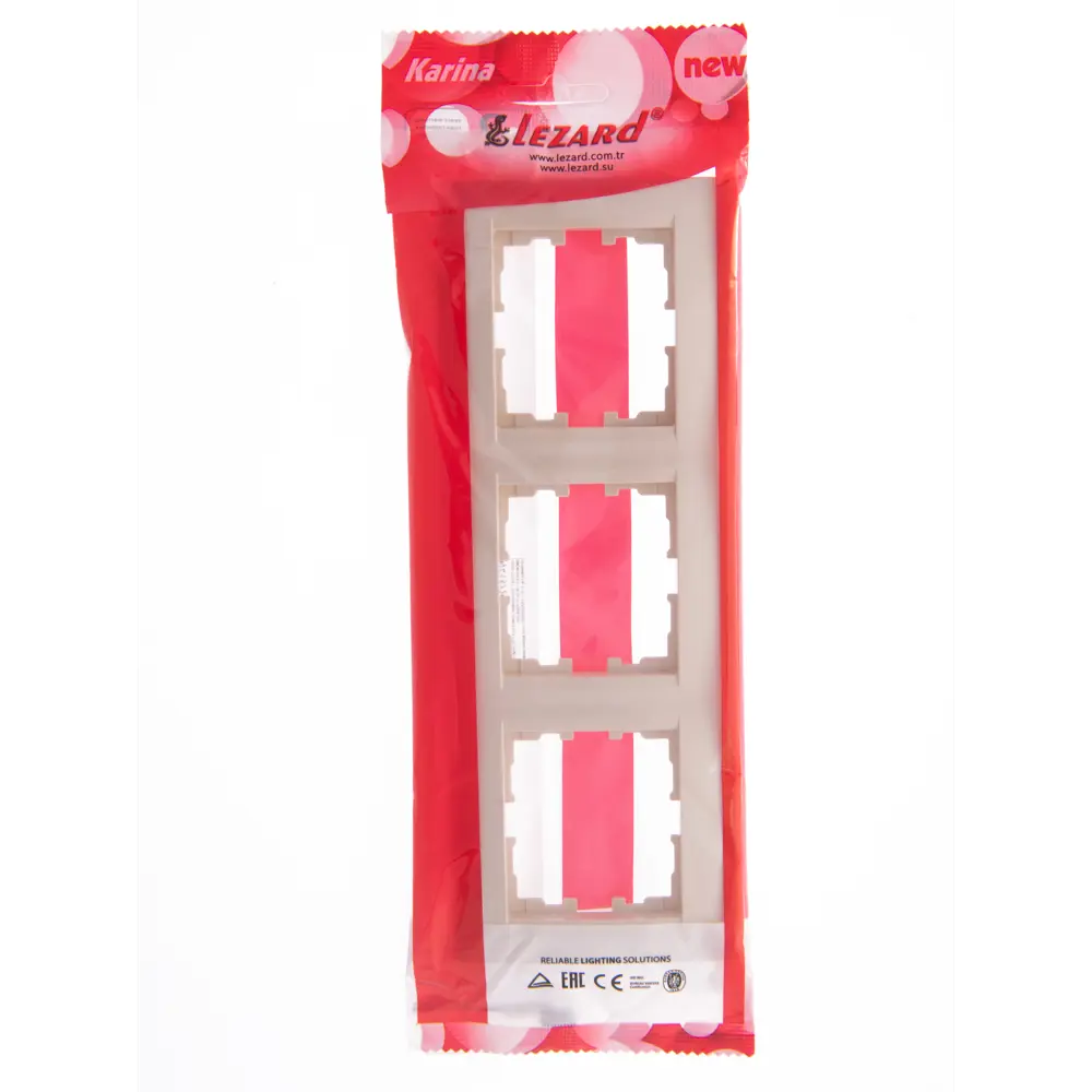 Рамка для розеток и выключателей Lezard Karina 3 поста горизонтальная цвет кремовый STLM-2161848 - Вид №3