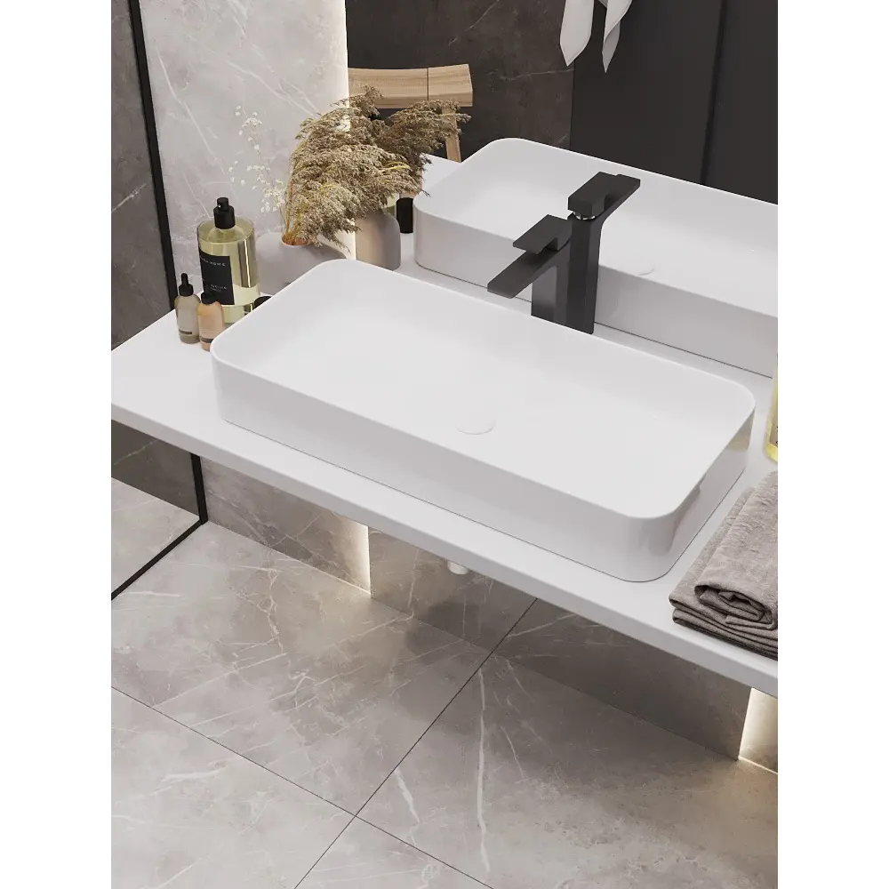 Раковина Slim Square 80 накладная на столешницу 81x37 см 89316156 STLM-2019098 Santreyd - Вид №2
