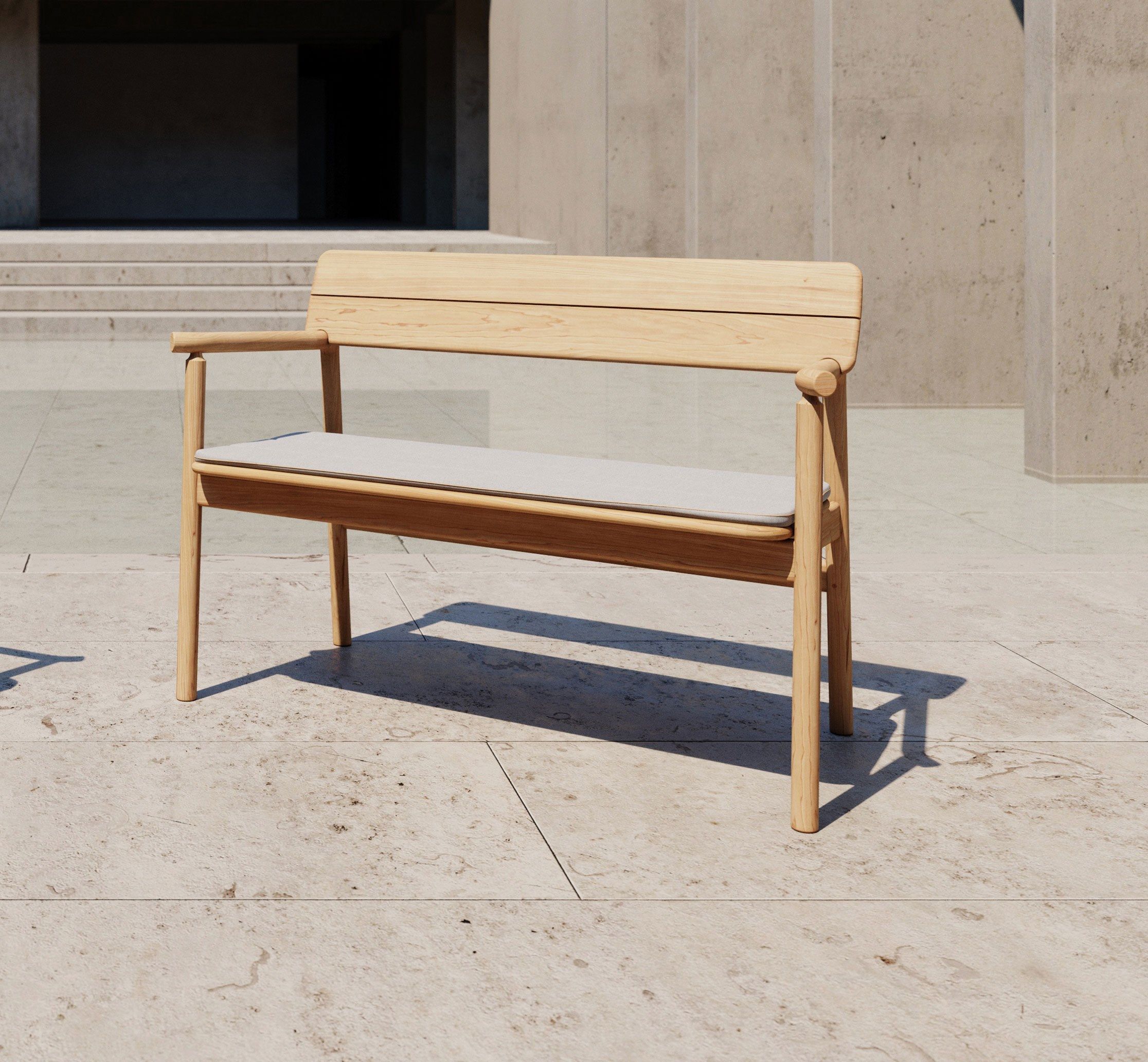 Садовая скамейка из тикового дерева со спинкой Case Tanso ARCH-00097377 - Вид №3