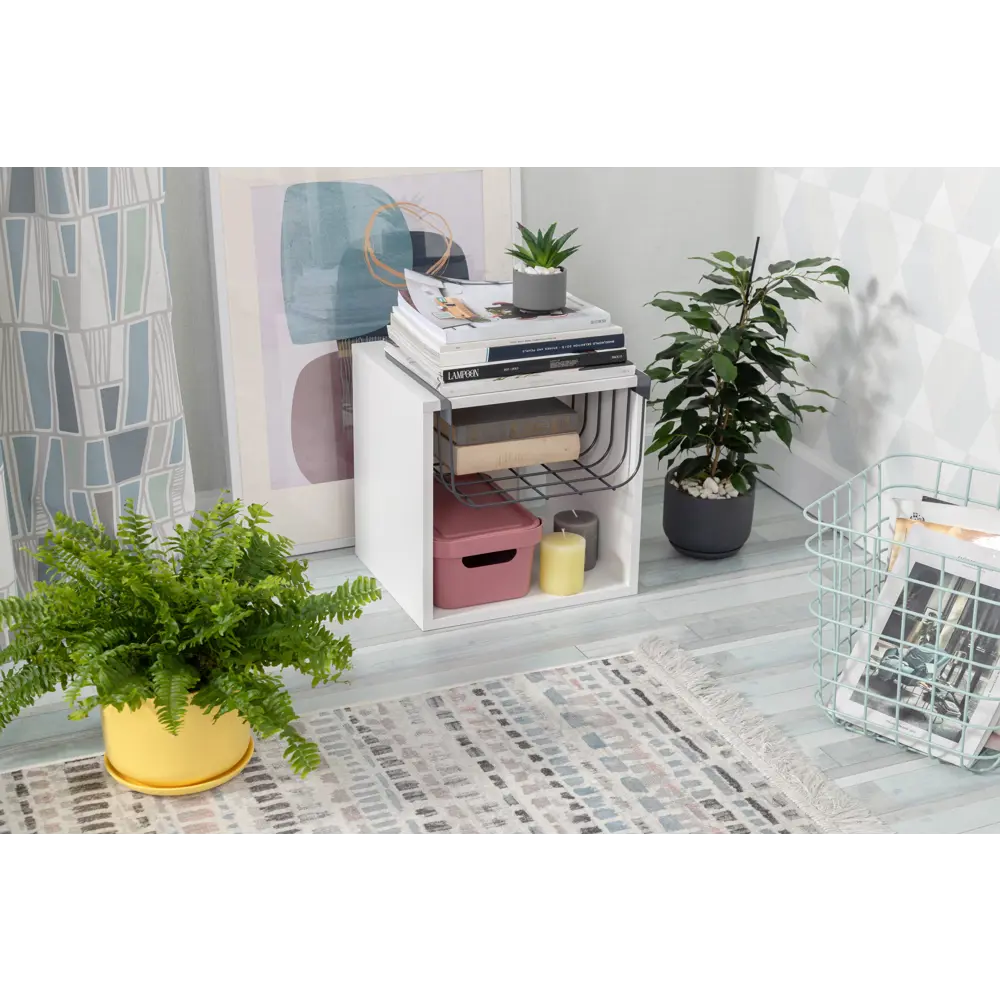 Стеллаж КУБ 1 секция 36х36х32 см ЛДСП цвет белый Santreyd STLM-2200817 - Вид №7