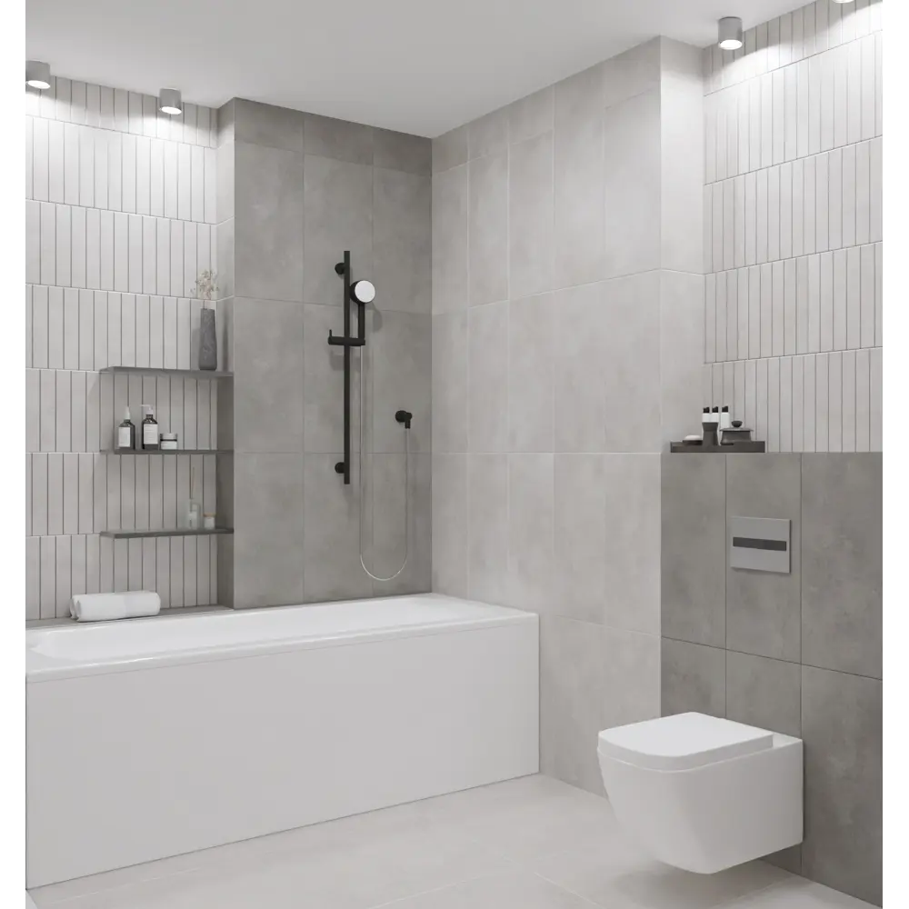 Плитка настенная Azori Cemento Shadow 31.5x63 см 1.59 м² матовая цвет темно-серый STLM-2039029 - Вид №2