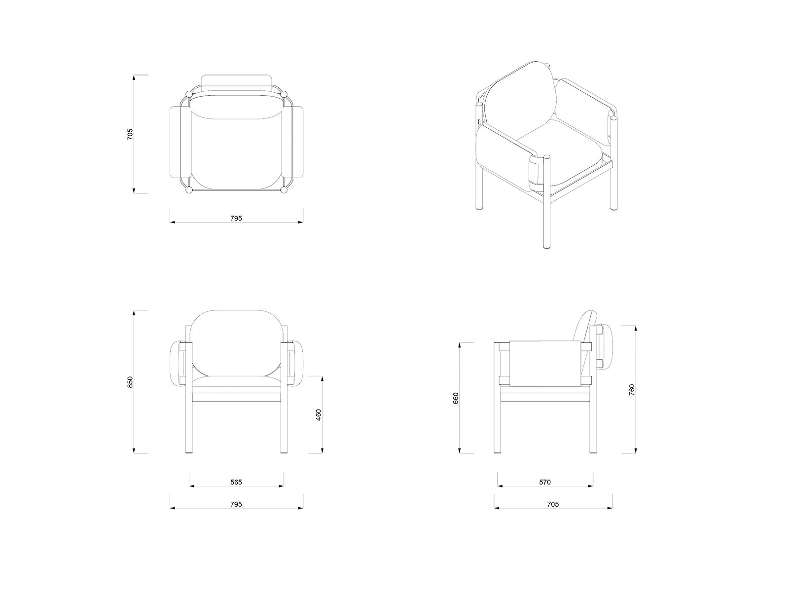 Алюминиевый мягкий садовый стул с подлокотниками Joyf Tropic ARCH-00108686 - Вид №6