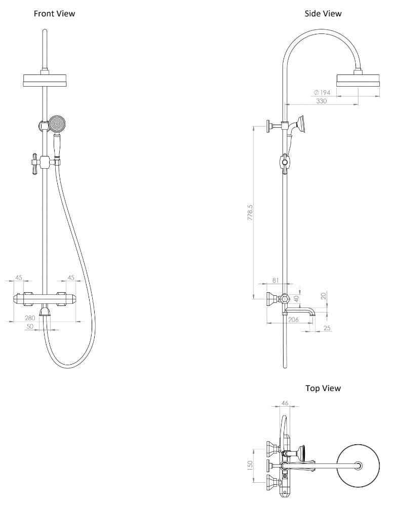 Термостатический смеситель для ванны с душем LUSSO Eton ARCH-00102213 - Вид №3