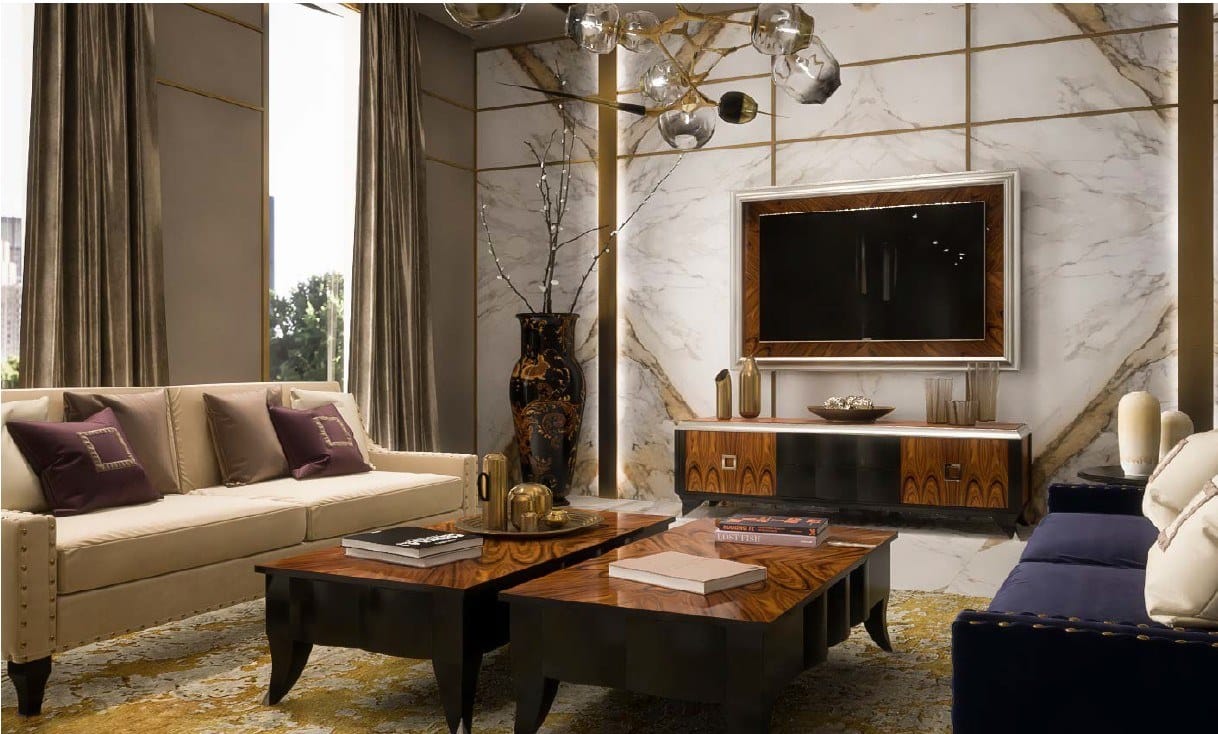 Настенный деревянный шпон фиксированный монитор/ТВ стенд GUERRA VANNI ARCH-00030183 - Вид №2