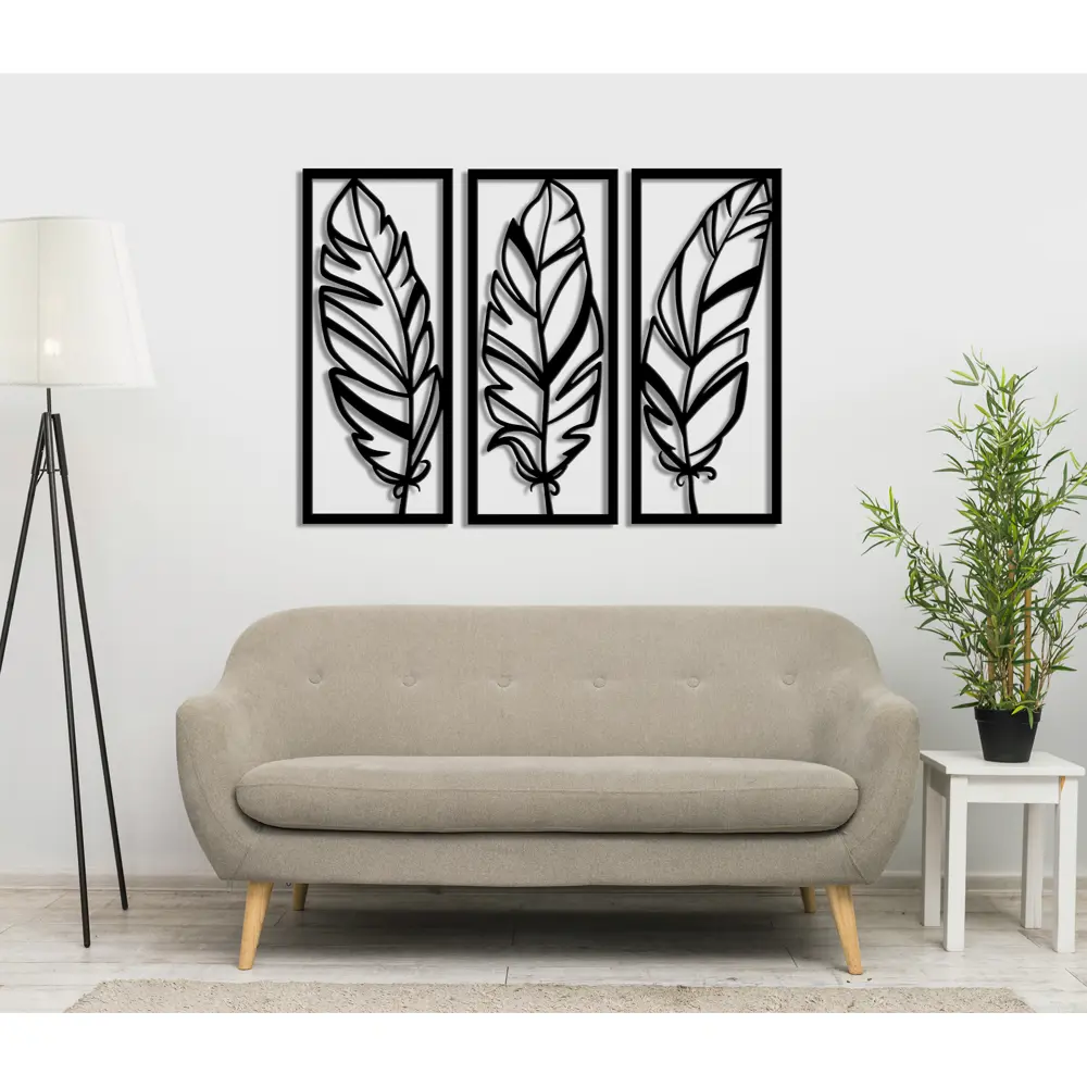 Панно декоративное Перья МДФ 25x59 см черное Santreyd STLM-2175746 - Вид №1