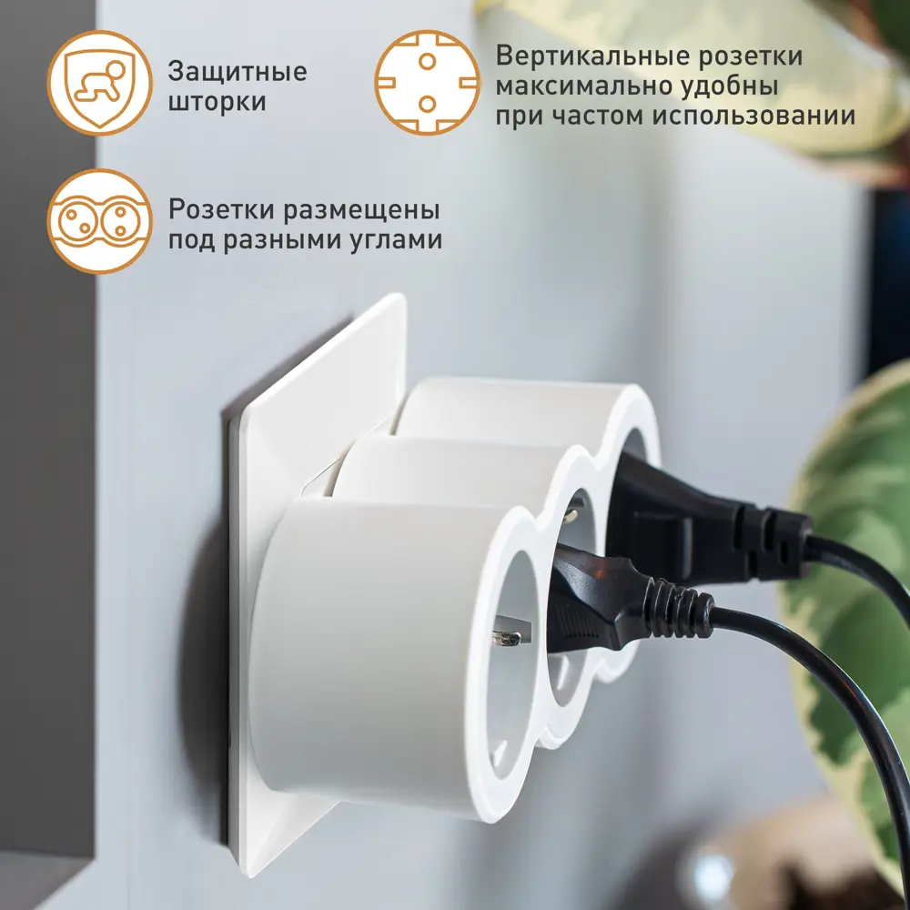 Разветвитель Legrand 3 розетки с заземлением 16 А цвет белый STLM-2013078 - Вид №6