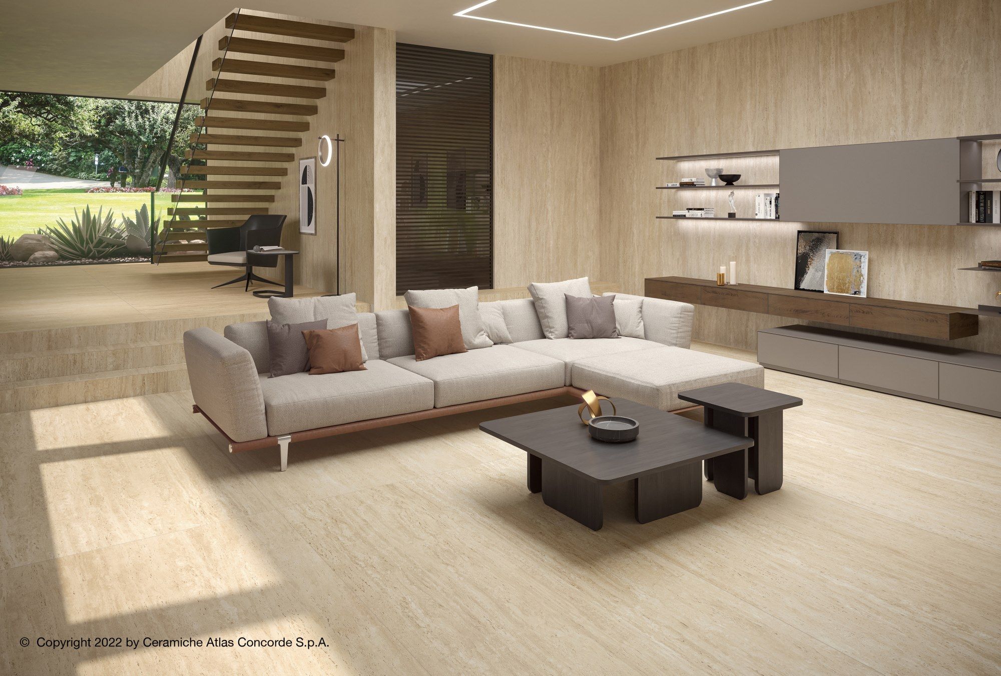 Пол / керамогранит с мраморным эффектом Atlas Concorde Marvel Travertine ARCH-00039068 - Вид №5