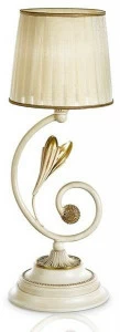 Possoni Illuminazione Старинная бело-золотая настольная лампа с абажуром Greta 1038/l