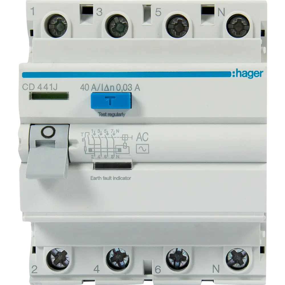 УЗО Hager CD441J 3P N 40 A 30 мА 6 кА AC STLM-2166493 - Вид №1