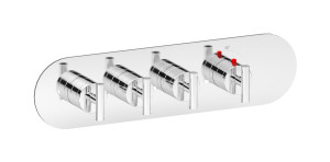 EUA322BONLM Комплект наружных частей термостата на 3 потребителей - горизонтальная овальная панель с ручками Love Me IB Aqua - 3 потребителя