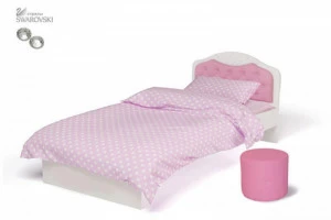Кровать классика ABC-KING Princess №1 розовая кожа со стразами Сваровски (190*90) без ящика