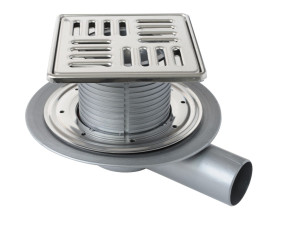 Сифонированная крышка люка PP с универсальным фланцем и решеткой из нержавеющей стали