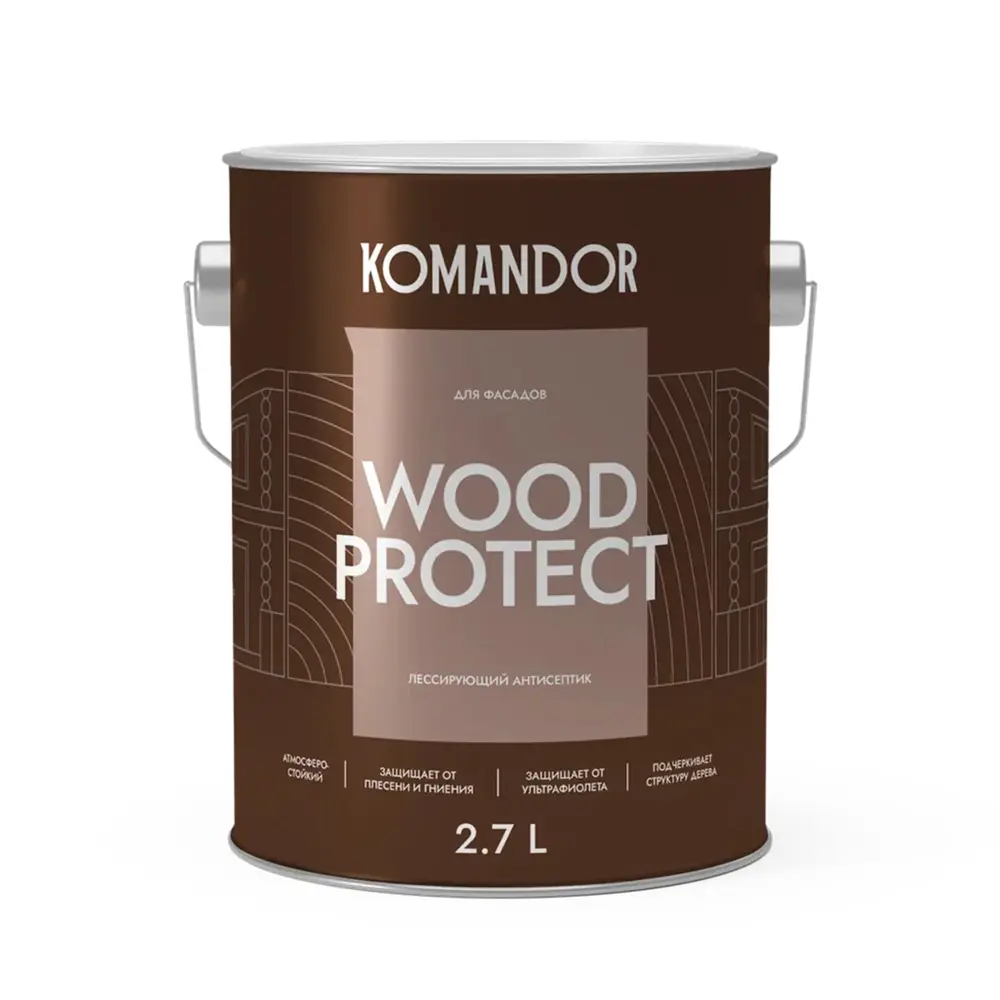 91637022 Антисептик лессирующий Komandor Wood Protect 2.7 л STLM-0854974