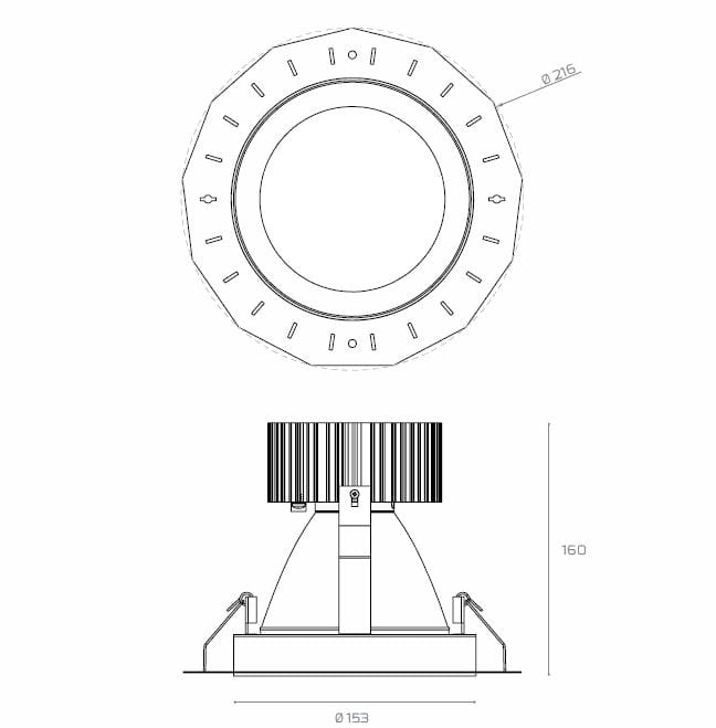 Круглый светодиодный светильник Lightenjin ELEMENTARE TRIMLESS 160 ARCH-00036457 - Вид №3