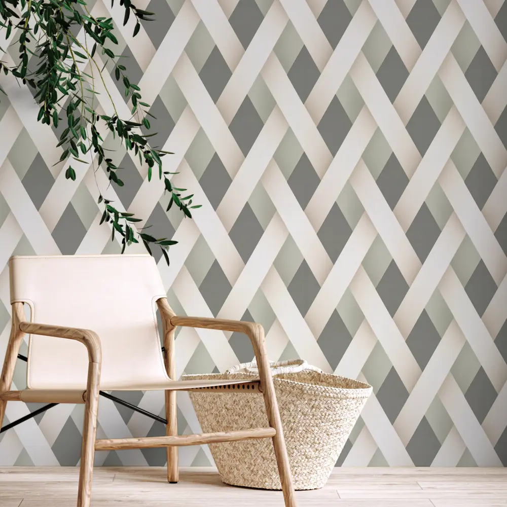 Обои флизелиновые Palitra Home Super зеленые с геометрическим рисунком 1.06 м 89436984 STLM-1582469 - Вид №4