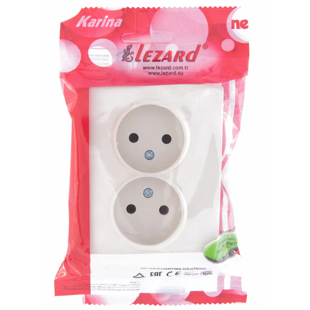 Розетка двойная Lezard Karina без заземления цвет кремовый STLM-2155562 - Вид №7