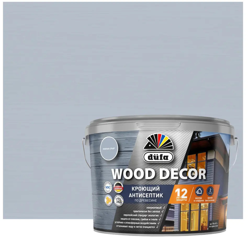 84792271 Антисептик для дерева Dufa Wood Decor полуматовый цвет серый 9 л STLM-0055161