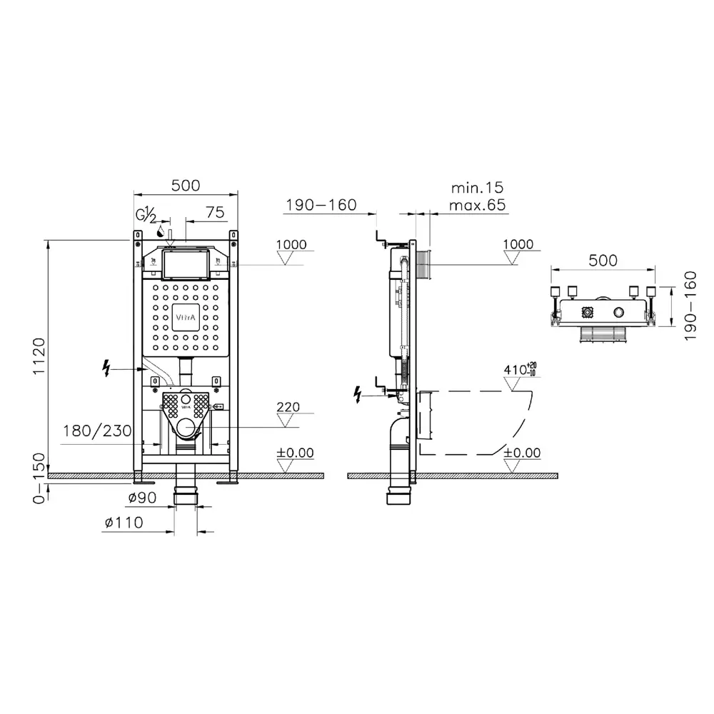 Комплект инсталляция с унитазом Vitra Stern 9016B003-7202 STLM-2020234 - Вид №9