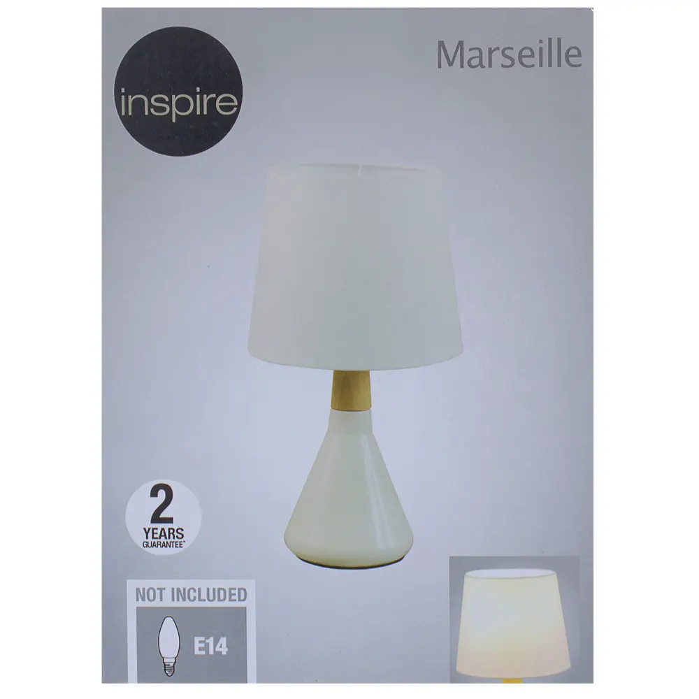 Настольная лампа Inspire Marseille 1xE14x40 Вт, металл/лён, цвет белый STLM-2168686 - Вид №4