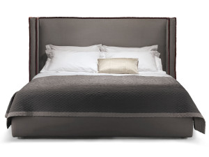 Съемная двуспальная кровать из ткани с мягким изголовьем