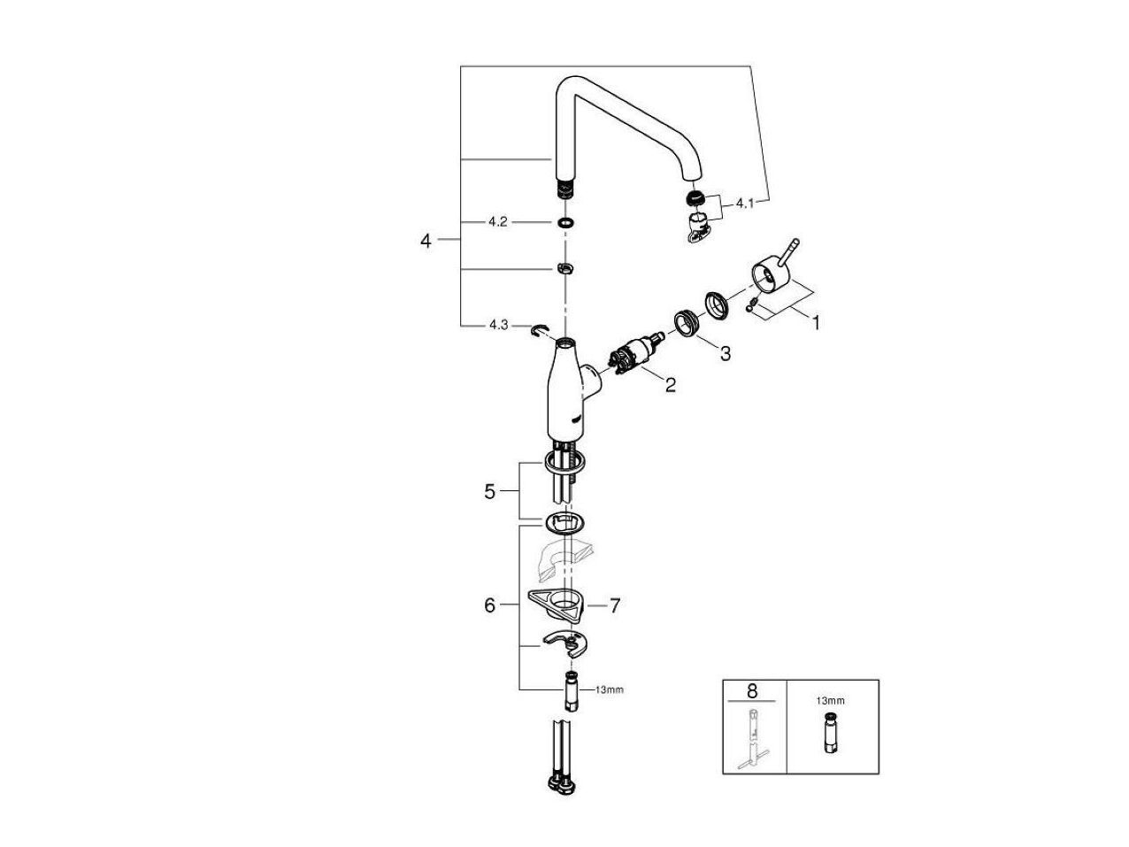 Смеситель для кухни с поворотным изливом Grohe Essence New ARCH-00148106 - Вид №5