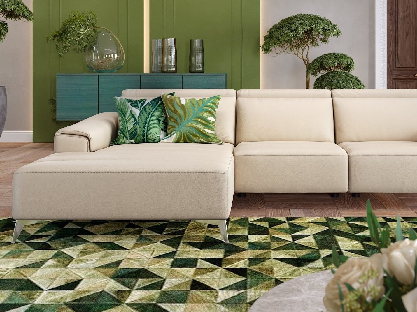 Кожаный диван с полуостровом Sofanella Bella ARCH-00001639 - Вид №4