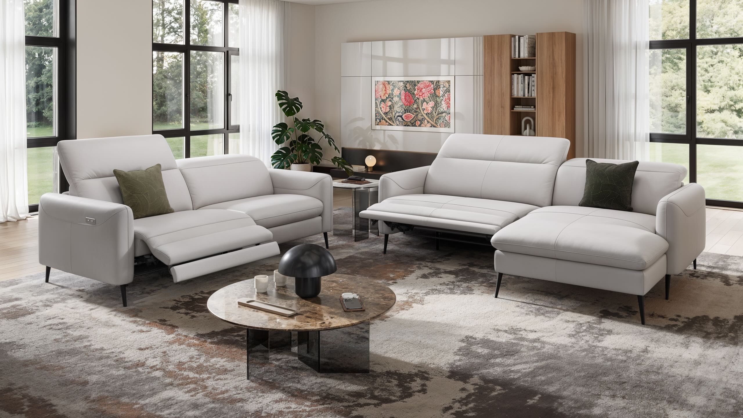 3-местный кожаный диван Sofanella Мессина ARCH-00052908 - Вид №1