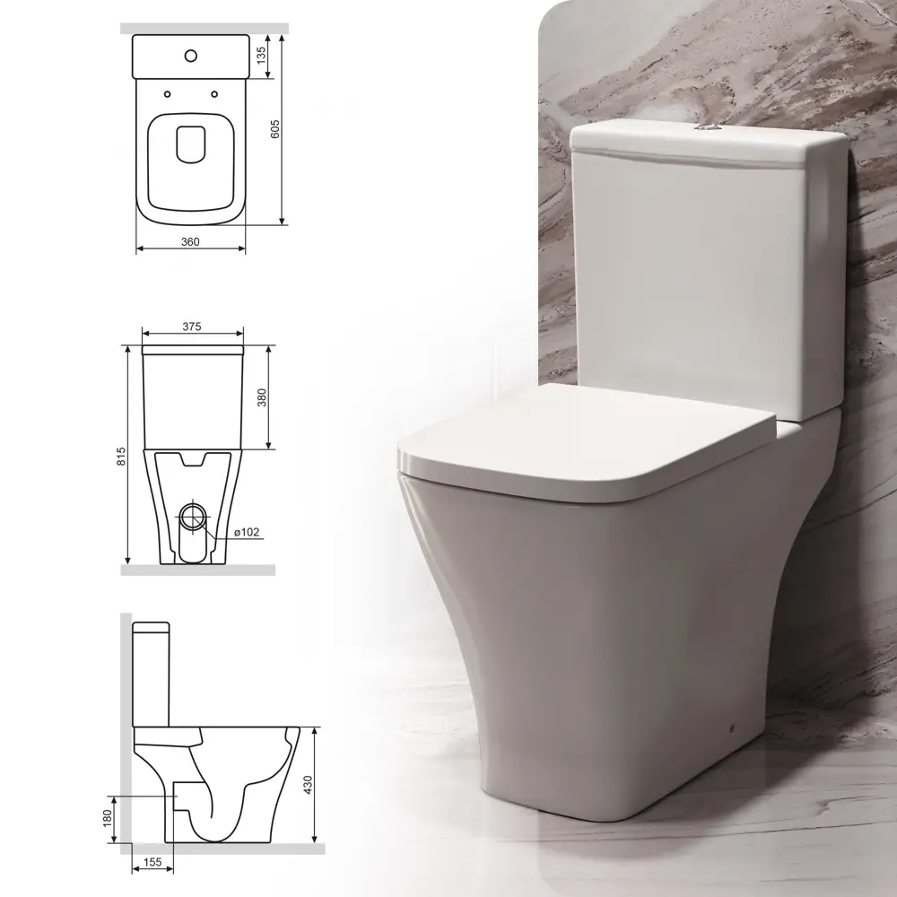 Унитаз-компакт AM.PM Struktura с системой Flash Clean и двойным сливом 86672587 STLM-0070730 - Вид №11