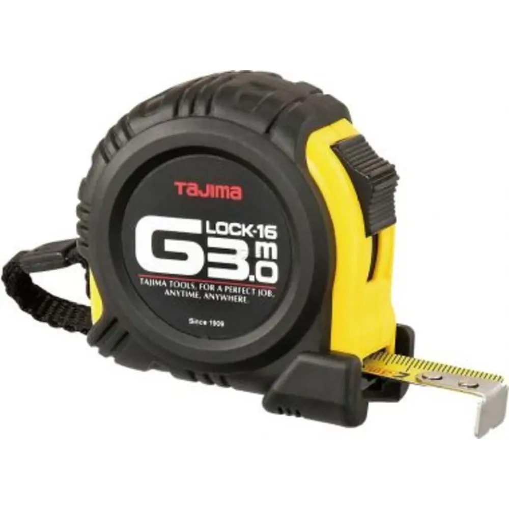 Рулетка Tajima G LOCK G6P30MT, 3 м х 16 мм, ударопрочная с магнитным наконечником