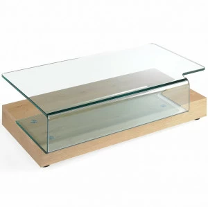 Журнальный столик стеклянный с деревянным основанием 953A от Angel Cerda ANGEL CERDA  147471 Прозрачный