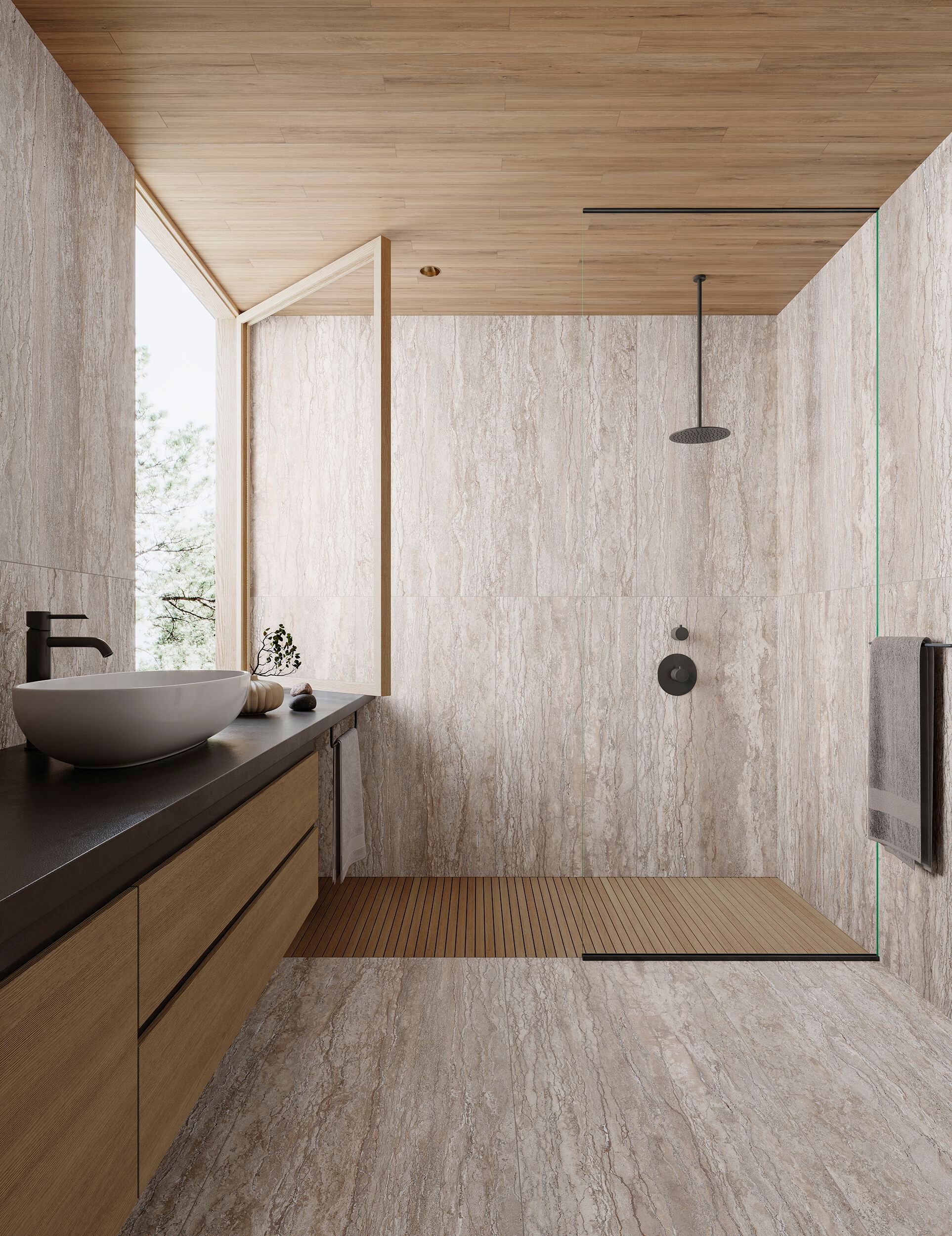 Мраморный эффект глазурованного керамогранита/напольного покрытия Gayafores TRAVERTINO ARCH-00120800 - Вид №5