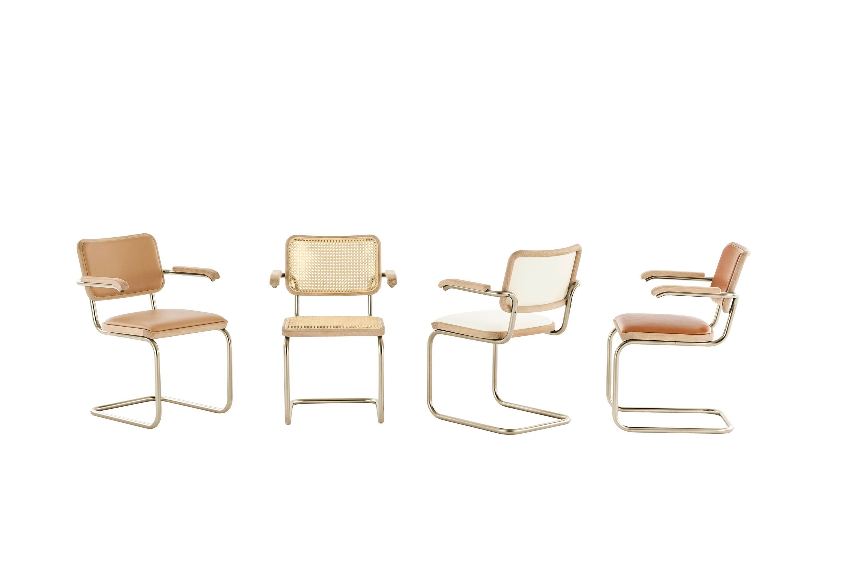 Стальной и соломенный консольный стул THONET JS. THONET ARCH-00102411 - Вид №1