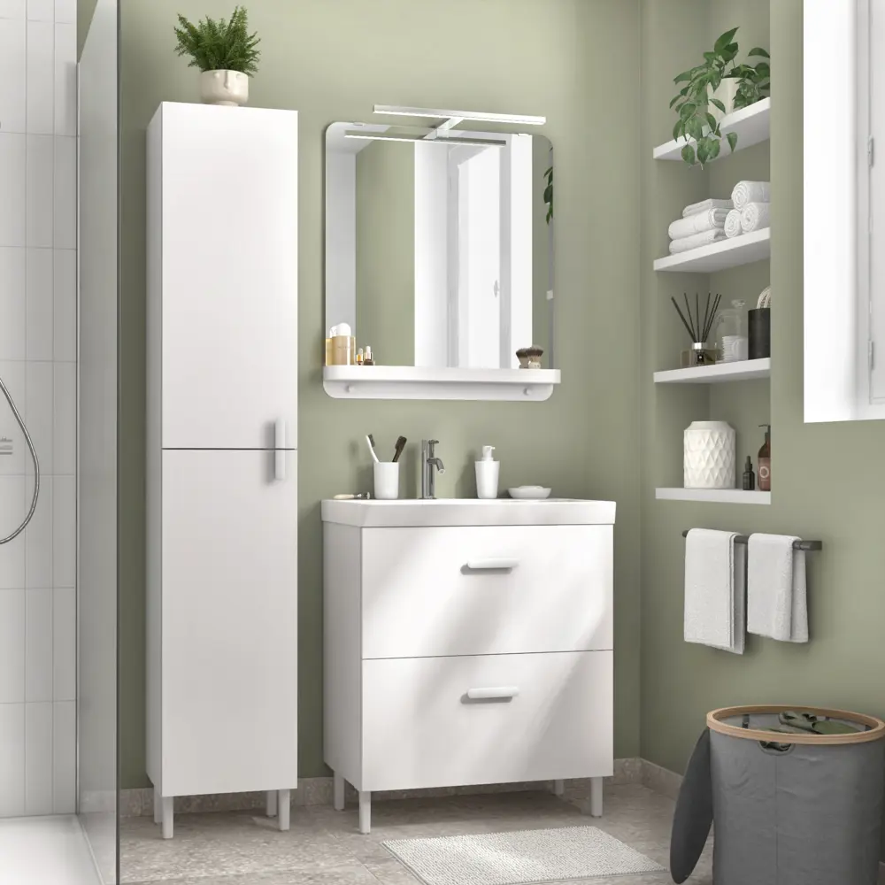 Тумба под раковину Sensea Easy 70 см напольная с двумя ящиками цвет белый STLM-2126855 - Вид №7