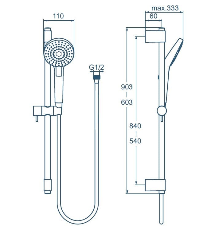 Подъемный стержень с ручным душем Ideal Standard IDEALRAIN ARCH-00078774 - Вид №13