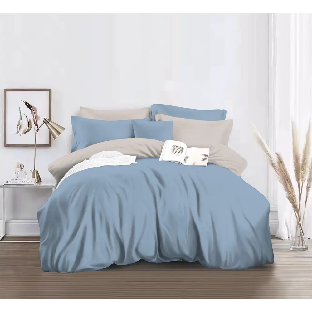 Комплект постельного белья НТК евро в нежных бежево-голубых тонах 89404954 STLM-1574119 - Вид №5