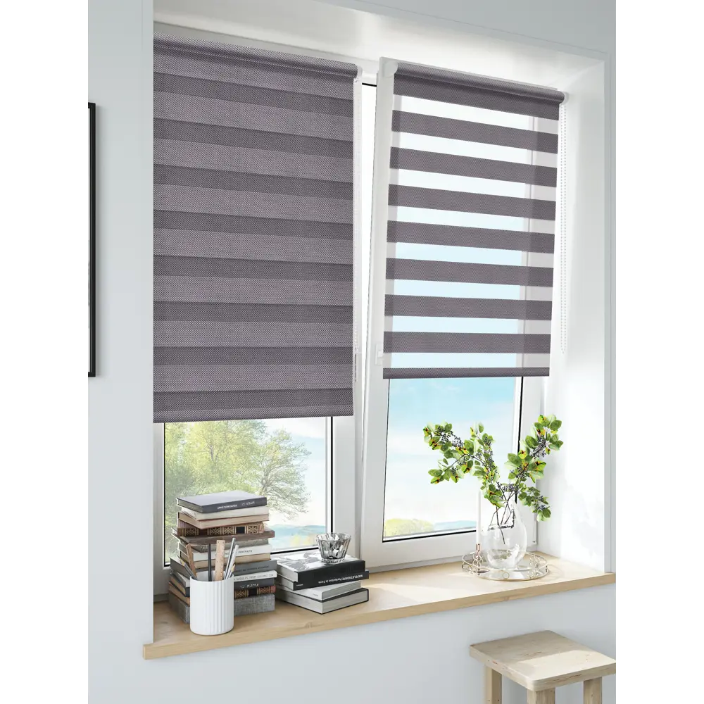 Штора рулонная день-ночь Liza 100x160 см серо-сиреневая MIAMOZA Коллекция 2024г STLM-2188257 - Вид №2