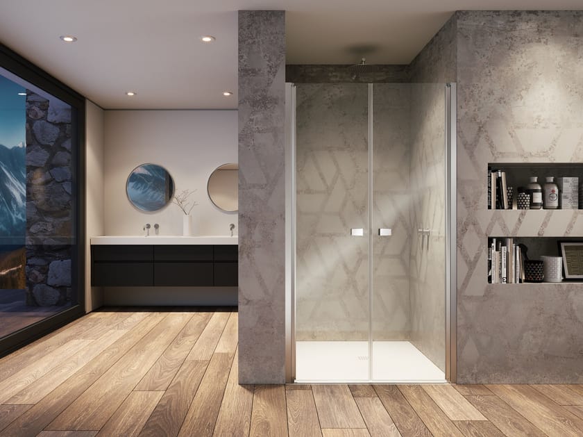 Стеклянная ниша душевая кабина с распашной дверью Provex Industrie Kombi ARCH-00071687