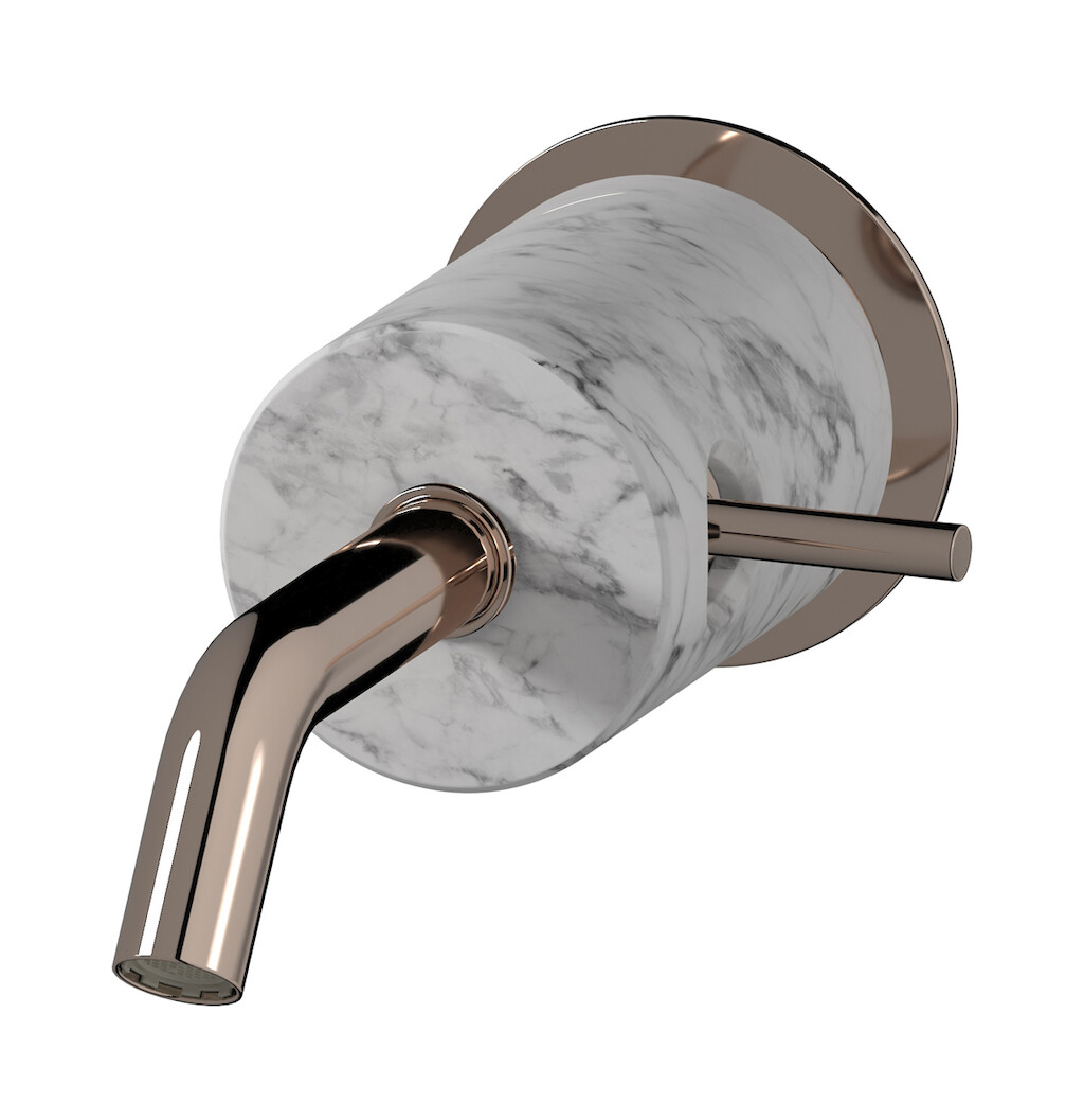 Встроенный в стену смеситель для раковины на 1 отверстие в комплекте с донным клапаном WE ARE IB mr209rs_1 Rose Gold Marmo
