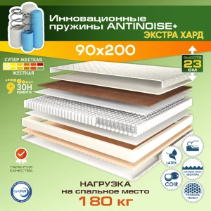 92003482 Матрас Ami Экстра Хард 90x200x23 см независимый пружинный блок 1-спальный STLM-1466985