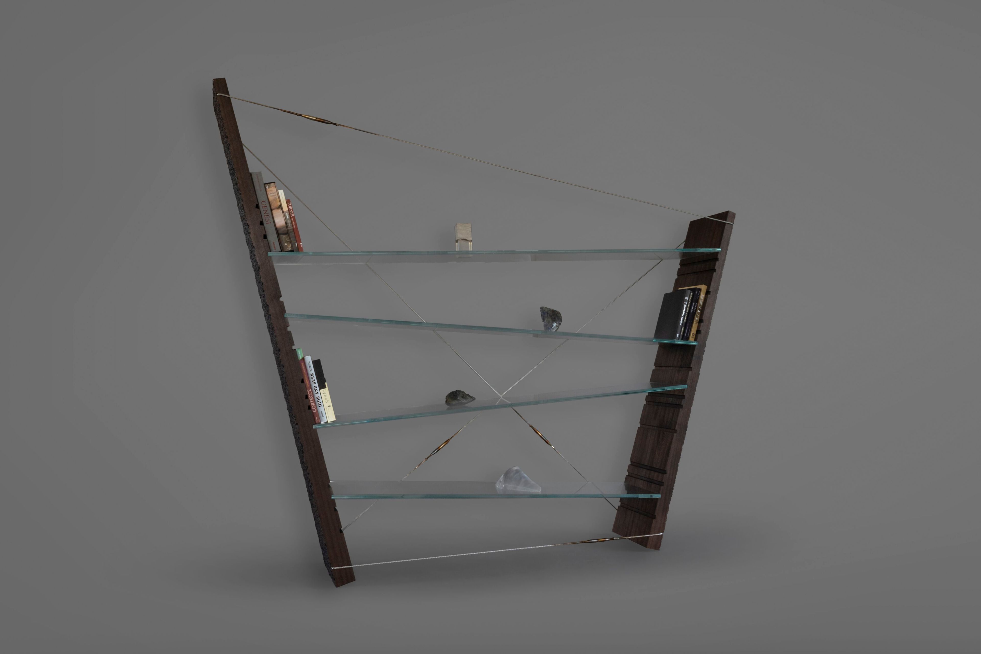 Самонесущая деревянная и стеклянная полка alcarol Geomorphic 2023 ARCH-00049065 - Вид №6