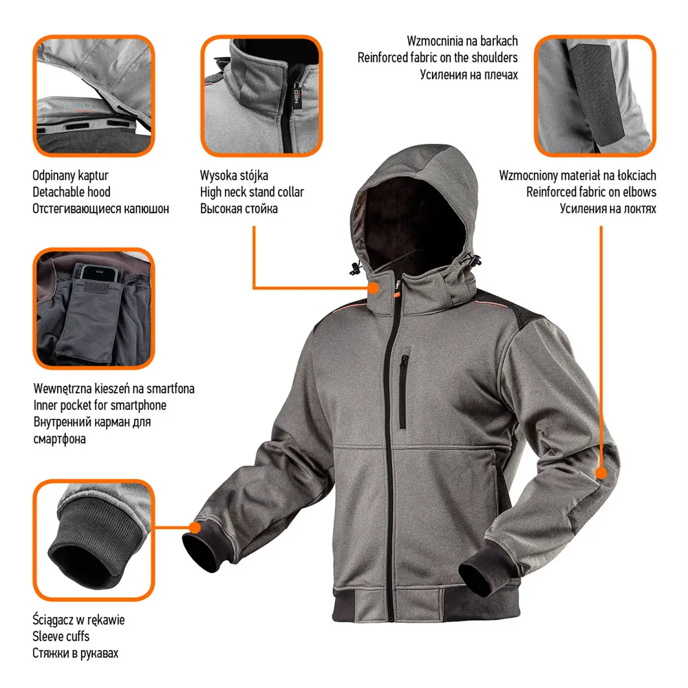Толстовка рабочая Neo Softshell цвет серый размер M/50 рост 170-176 см 82775395 STLM-2151925 Neò  - Вид №1