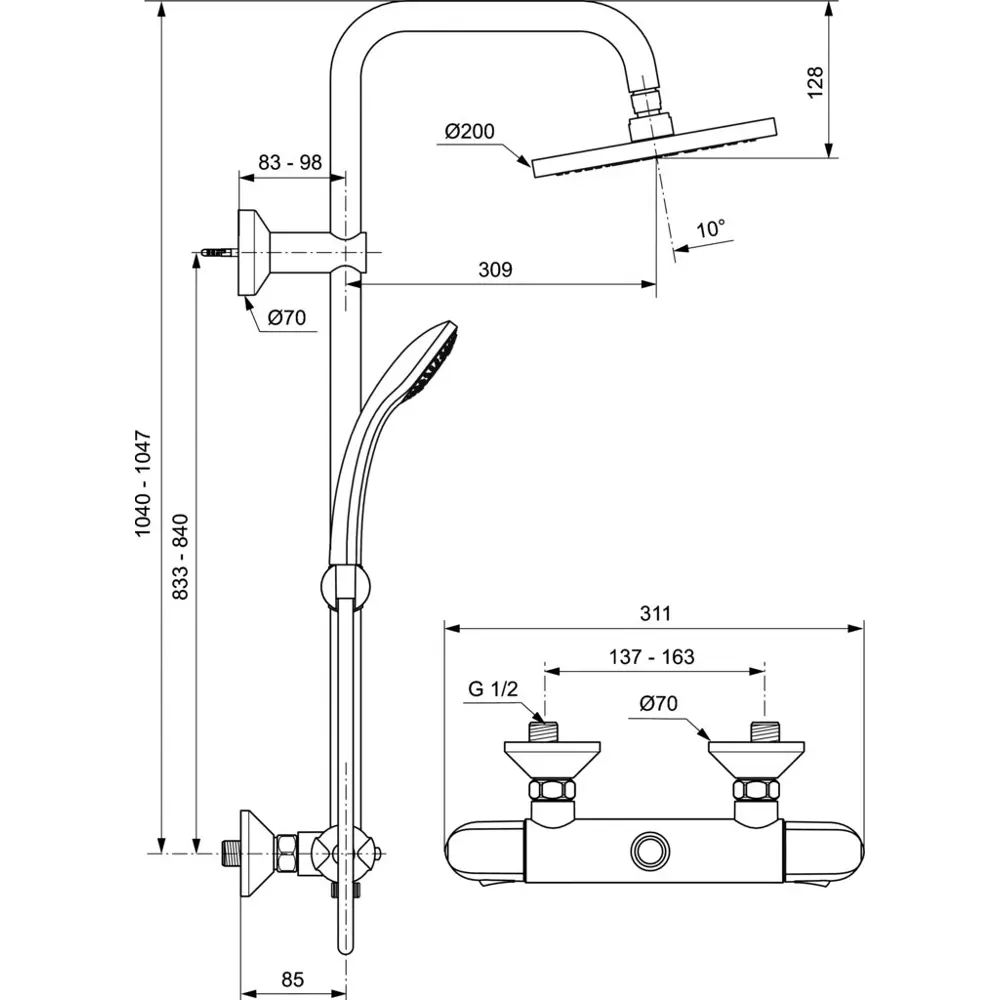 Душевая стойка Ideal Standard IdealRain Eco A6421AA с термостатом STLM-2037324 - Вид №7