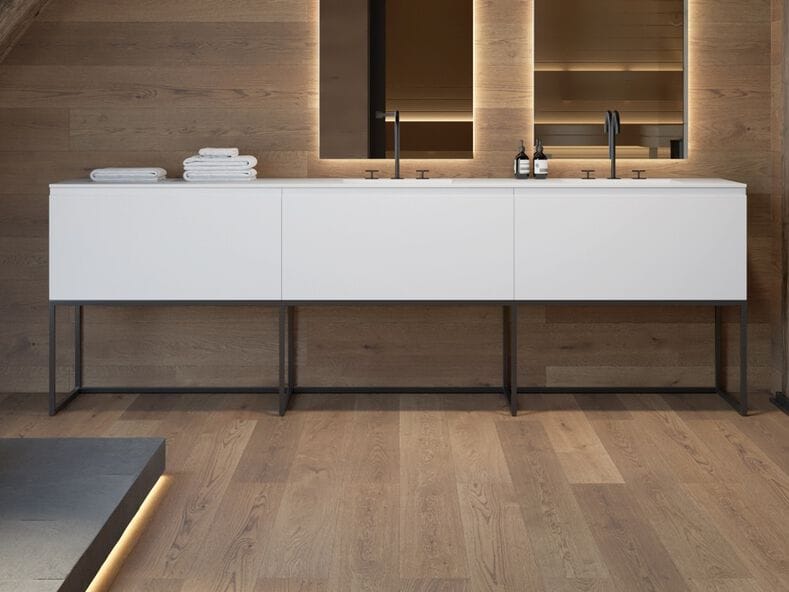 Двойной шкаф для раковины из массива дерева с ящиками RILUXA Gaia ARCH-00010467